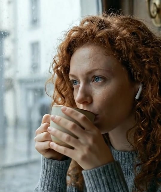 Customer reading a message in a cafe